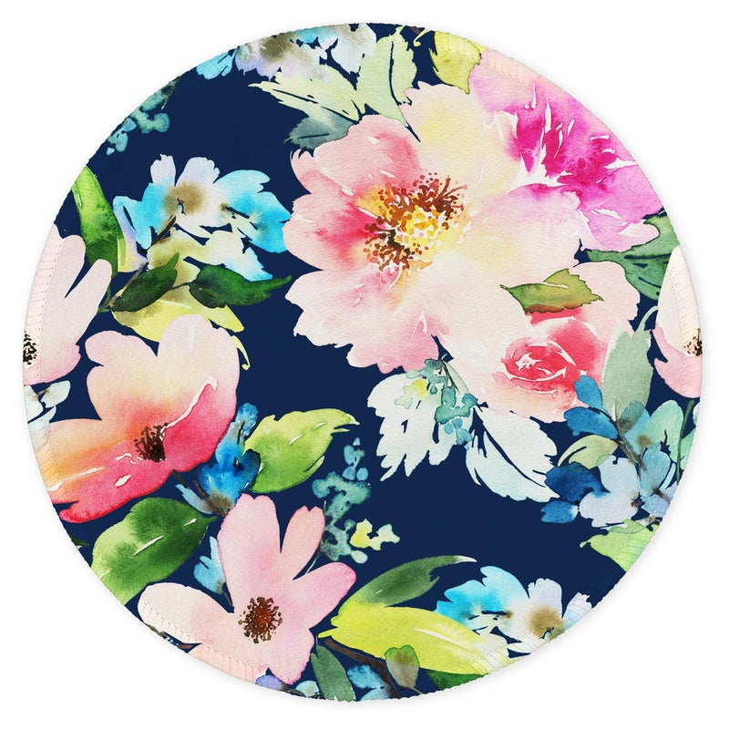 Auhoahsil Mouse Pad, Round Flowers Theme Anti-Slip Rubber Mousepad with Durable Stitched Edges for Gaming Office Laptop Computer Men Women Kids, Cute Custom Design, 8.7 x 8.7 in, Watercolor Daffodil - Image 1